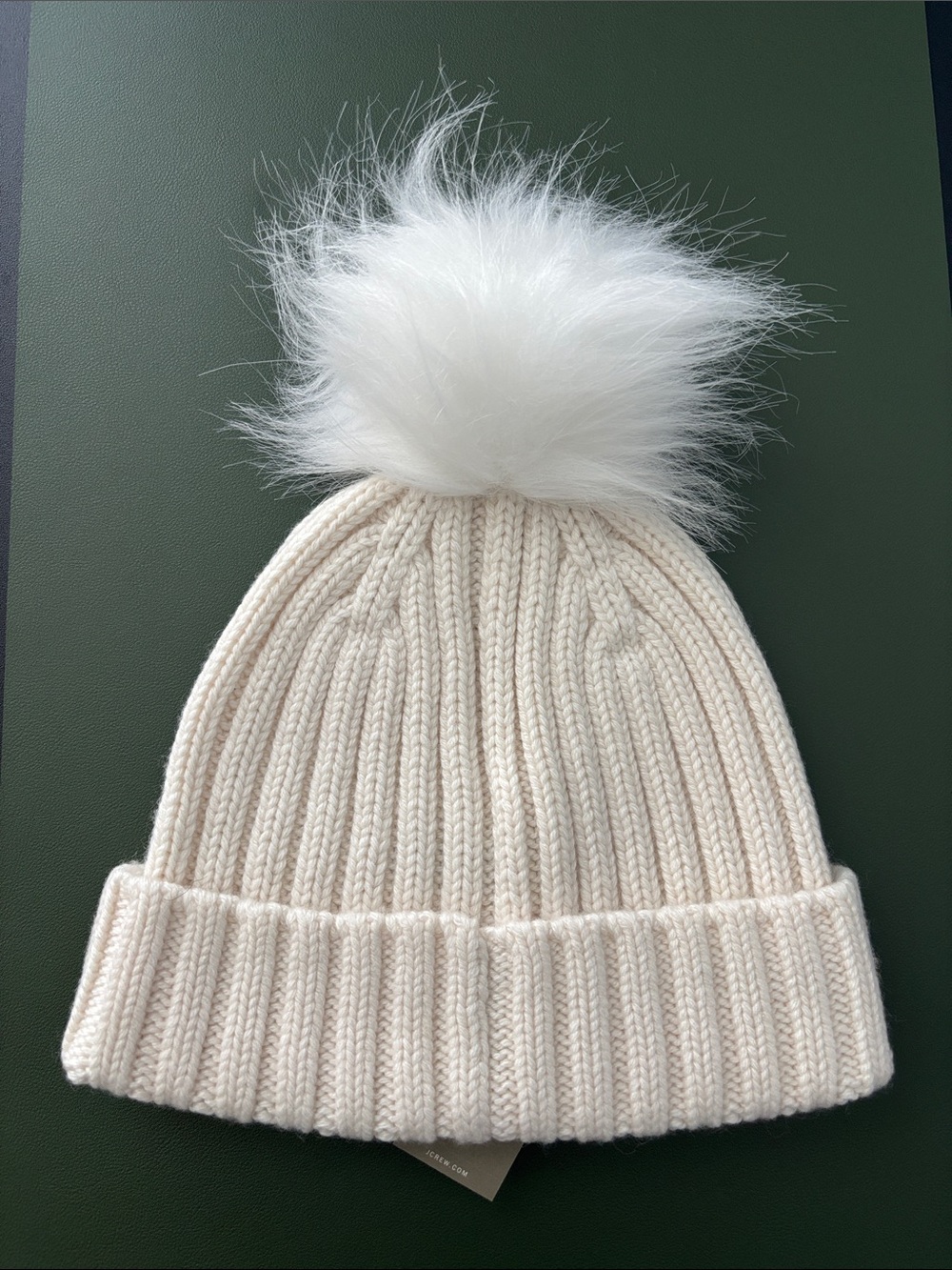 J. Crew Cream Pom-Pom Knit Beanie